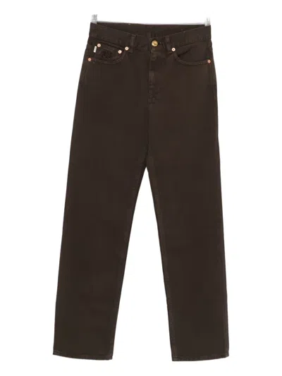 Blazé Milano Embroidered Logo Jeans In Brown