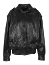 Blazé Milano Leather Bomber Jacket Flap Pockets In Black