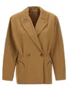 Blazé Milano Beige Double-breasted Cotton Blazer
