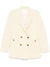 Blazé Milano 'esse' Double-breasted Blazer In Cream Linen And Silk