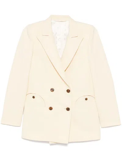 Blazé Milano 'esse' Double-breasted Blazer In Cream Linen And Silk
