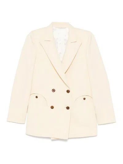 Blazé Milano Esse Double-breasted Er In Linen And Silk In Neutral