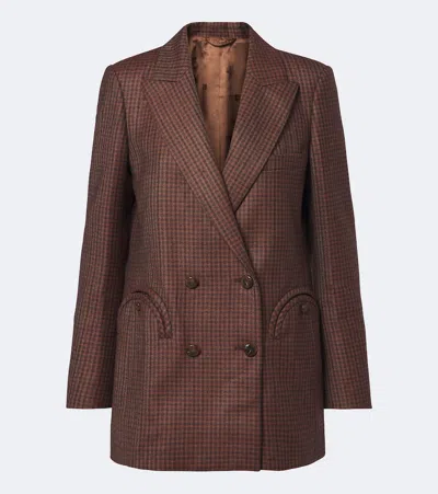 Blazé Milano Blaze Milano Everyday Checked Virgin Wool Blazer In Braun