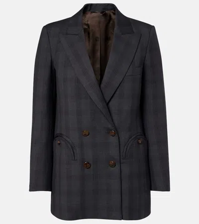 Blazé Milano Everyday Checked Virgin Wool Blazer In Gray