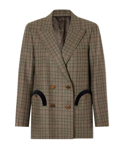 Blazé Milano Everyday Checked Wool And Cashmere-blend Jacket In Green