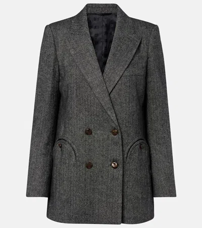 Blazé Milano Everyday Herringbone Wool-blend Blazer In Black