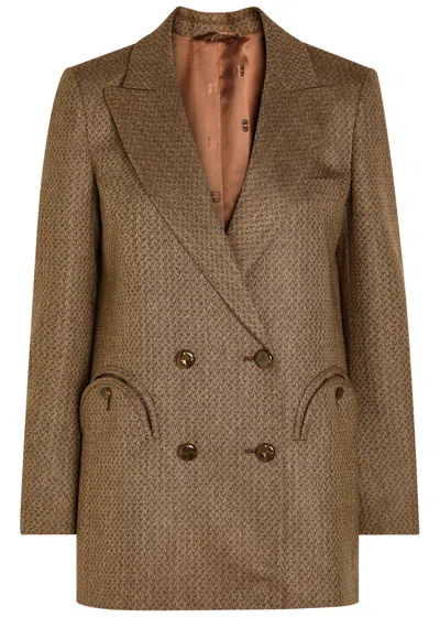Blazé Milano Blaze Milano Everyday Jacquard Silk And Wool-blend Blazer In Brown