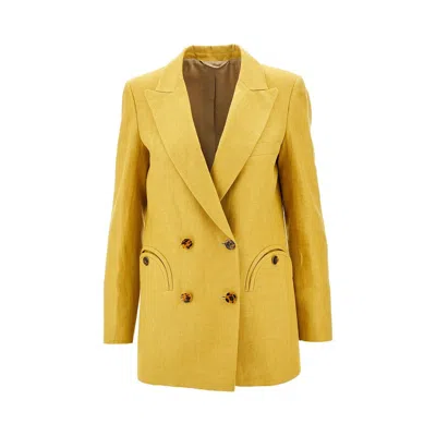 Blazé Milano 'everyday' Linen Double-breasted Jacket In Yellow