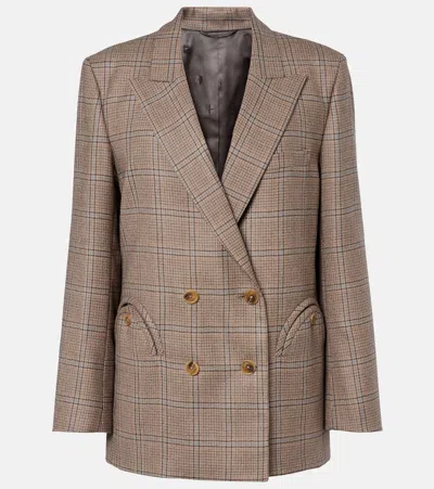 Blazé Milano Everynight Checked Double-breasted Wool Blazer In Brown