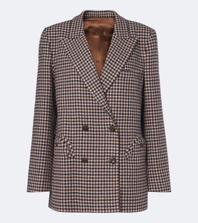 Blazé Milano Everynight Checked Wool And Cashmere Blazer In Brown