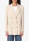 Blazé Milano 'missy' White Double-breasted Jacket With Peak Revers In Ivory