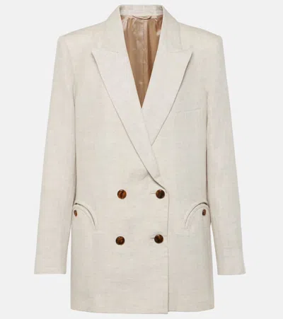 Blazé Milano Double-breasted Virgin Wool Blazer In Beige