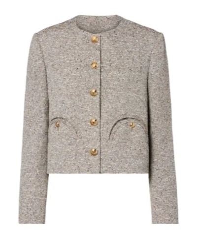 Blazé Milano Shamo Linen-blend Tweed Jacket In Gray