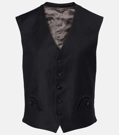 Blazé Milano Feral Pinstriped Virgin Wool Vest In Black