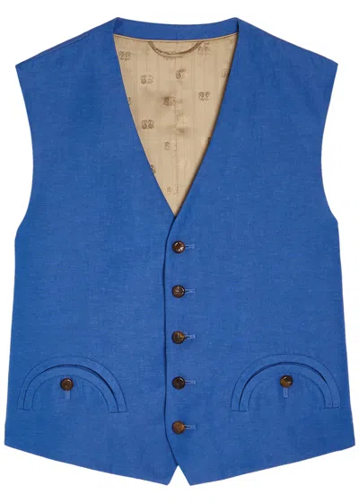 Blazé Milano Blaze Milano Feral Silk And Linen-blend Vest In Blue