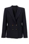Blazé Milano Missy Double-breasted Cotton-blend Blazer In Black