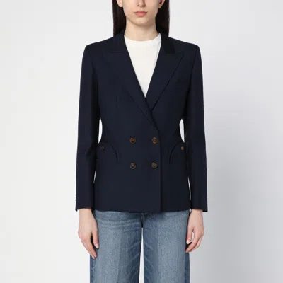 Blazé Milano First Class Double-breasted Jacket In Navy Blue Wool