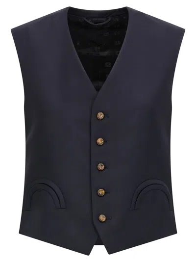 Blazé Milano Women's Blue Wool Vest With V-neck