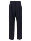 Blazé Milano Navy Blue Virgin Wool And Mohair High-waisted Pants In Black