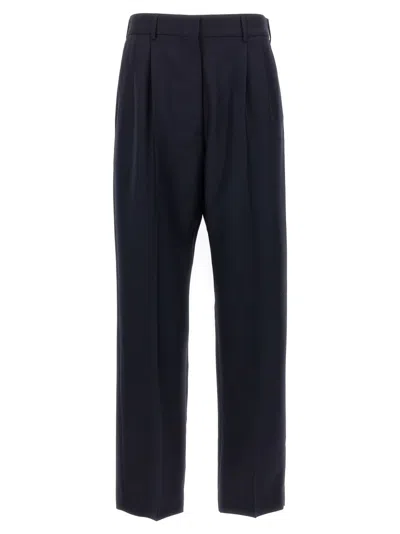 Blazé Milano Navy Blue Virgin Wool And Mohair High-waisted Pants