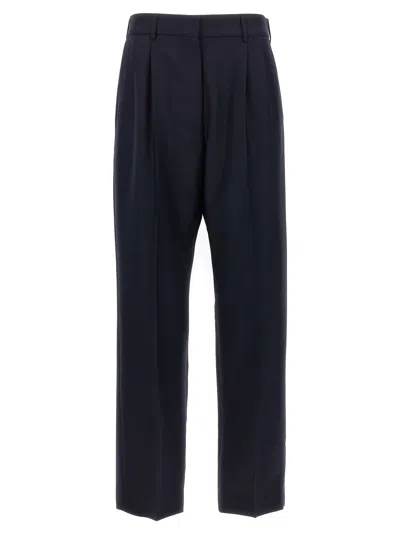 Blazé Milano Navy Blue Virgin Wool And Mohair High-waisted Pants