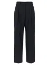 Blazé Milano Navy Blue Virgin Wool And Mohair High-waisted Pants In Black