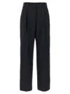 Blazé Milano Navy Blue Virgin Wool And Mohair High-waisted Pants In Black