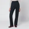Blazé Milano First Class Pants In Navy Blue Wool And Mohair In Burgundy