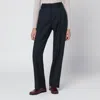 Blazé Milano First Class Pants In Navy Blue Wool And Mohair In Blue
