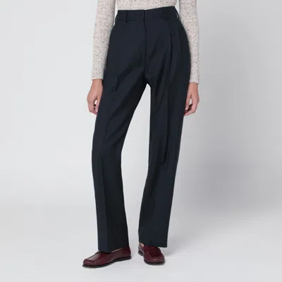 Blazé Milano First Class Pants In Navy Blue Wool And Mohair