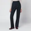 Blazé Milano First Class Pants In Navy Blue Wool And Mohair In Black