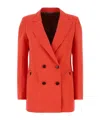 Blazé Milano Flica Everyday Double-breasted Silk And Linen-blend Blazer In Red
