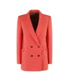 Blazé Milano Flica Everyday Double-breasted Silk And Linen-blend Blazer In Coral