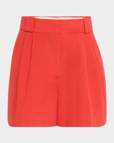 Blazé Milano Flica Selle Double-pleated Silk-linen Shorts