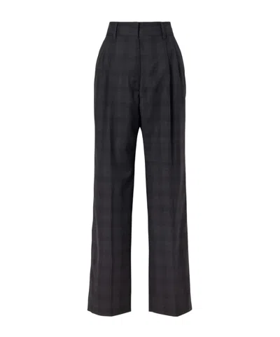 Blazé Milano Fox Checked Wool Straight-leg Pants In Black