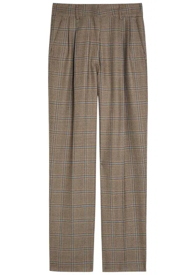 Blazé Milano Blaze Milano Fox Checked Wool Trousers In Beige