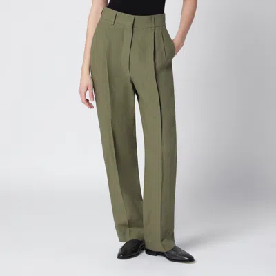 Blazé Milano Fox Green Trousers In Linen