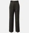 Blazé Milano Fox High-rise Wool And Mohair Wide-leg Pants In Green