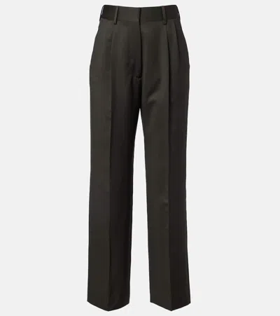 Blazé Milano Fox High-rise Wool And Mohair Wide-leg Pants In Green