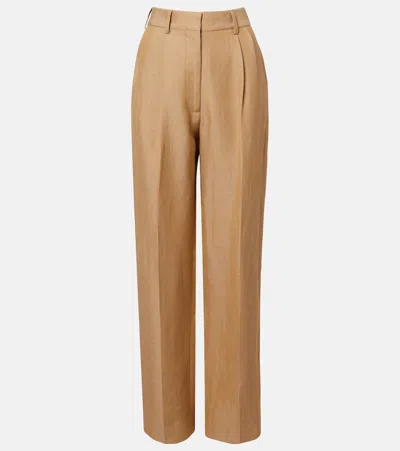 Blazé Milano Fox Linen-blend Straight Pants In Neutral