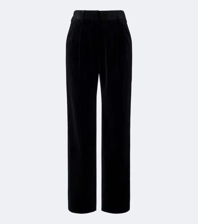 Blazé Milano Blaze Milano Fox Pleated Cotton Velvet Straight Pants In Schwarz