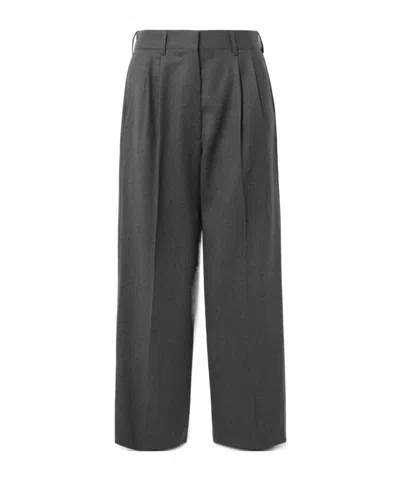 Blazé Milano Fox Pleated Wool-twill Straight-leg Pants In Black