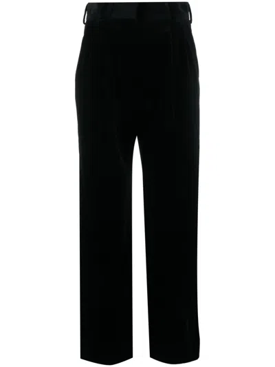 Blazé Milano Velvet Pleated Trousers With Belt Loops In Black