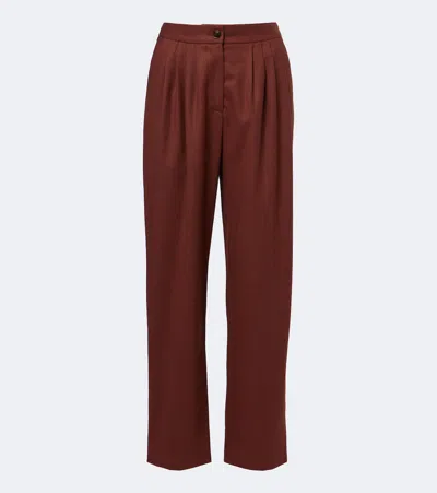 Blazé Milano Fox Wool And Cashmere Straight Pants In Brown