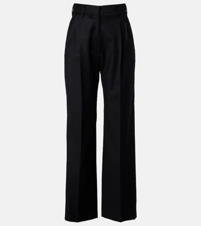 Blazé Milano Velvet Pleated Trousers With Belt Loops In Black