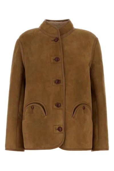 Blazé Milano Camel Shearling Tatoosh Curly Jacket In Brown