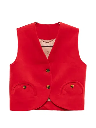 Blazé Milano Jealousy Gliss Cotton And Linen-velvet Vest In Red