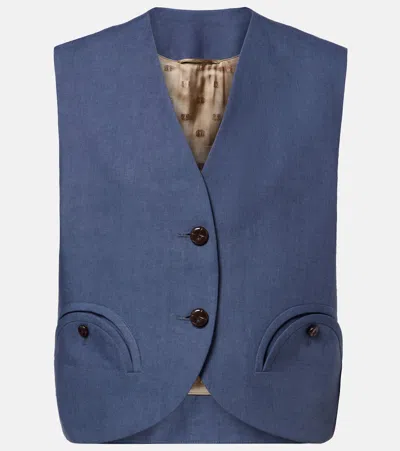 Blazé Milano Gliss Linen Vest In Blue