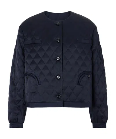 Blazé Milano Gliss Cropped Quilted Satin Jacket In Blue