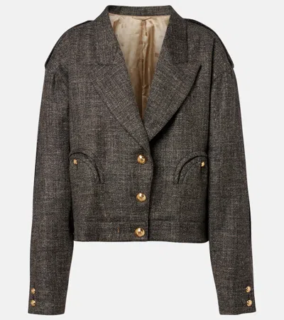Blazé Milano Gloriana Charlotte Wool And Linen-blend Tweed Jacket In Brown